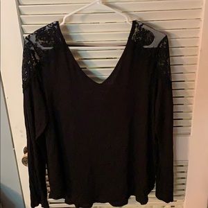 Long sleeve lace shoulder top